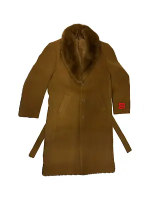 Mazari 9001 Top Coat With Fur Collar Cognac • $159.99