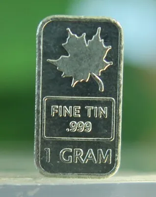 1 Gram 1g Maple Leaf .999 Pure Tin Bullion Bar Sn Element • $2.28