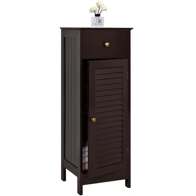 $52.24 • Buy Wooden Storage Floor Cabinet With Drawer And Single Shutter Door For Bathroom