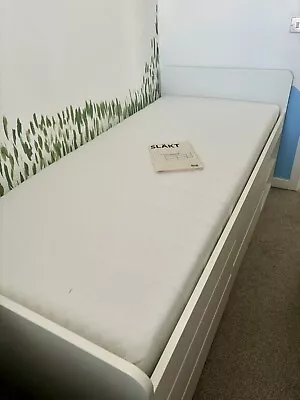 Ikea White Single Bed SLÄKT With Storage With Mattress & Instructions. • £149