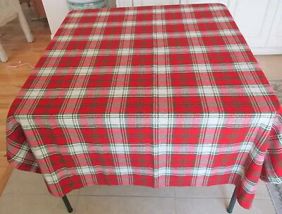 $12.95 • Buy Vintage Christmas Tablecloth Red Green White Gold Check Holiday  Cotton 1980s