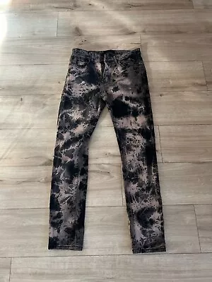 Mens Forever 21 Black/Pink Acid Tie-Dye Denim Jeans Pants Size 31 • $10
