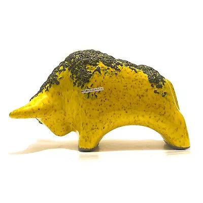 Otto Keramik Bull In Yellow Fat Lava Glaze- West German Pottery Ceramic Ornament • £89.99