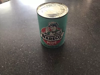 Vintage WARECO PLUS MOTOR OIL CAN. Empty Composite 1quart Can • $130