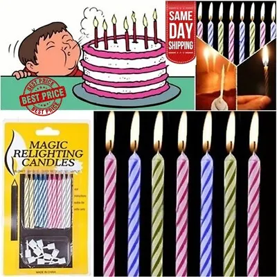 10 Magic Candle Birthday Party Wedding Cake Blow Out Re-light Prank Trick Safe  • $3.09