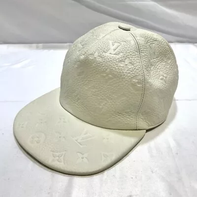 LOUIS VUITTON LV Monogram Empreinte Leather Cap Hat MP2321 Leather White • $499