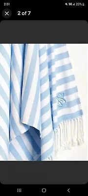 $19.99 • Buy Victoria Secret Monogram Fridge Beach Blanket Strapples White/Blue Color In Plas