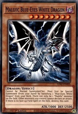 Malefic Blue-Eyes White Dragon - LDS2-EN005 - Common - 1st Edition X1 - Near Min • $1.50