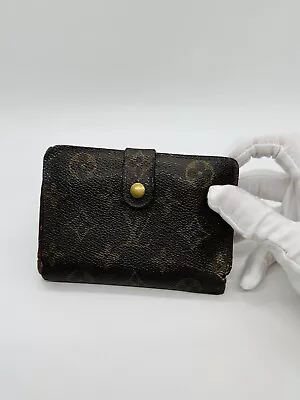 Louis Vuitton Compact Monogram Brown Gold Clasp Kisslock Wallet • $10.51