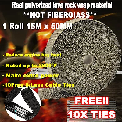 Titanium Wrap 2 Inch X 50 Feet Exhaust Tape Header Heat Wrap Kit With 10pcs Ties • $25.99