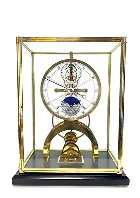 Fabulous 24K Astro Porcelain Dial 8 Day Fusee Chain Skeleton Clock W Moon Dial • $2250