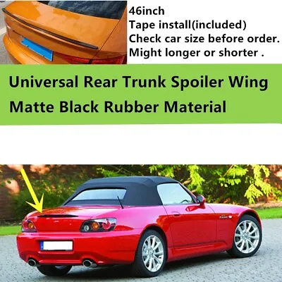 46'' Matte Black For Honda S2000 2000-2009 Universal Tail Spoiler Wing Rubber • $35.83