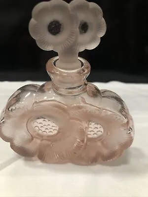 Vintage Perfume Bottle Frosted Deux Fleur Double Flower Open/Empty With Stopper • $40.87