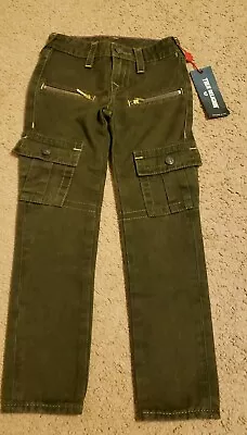 NWT True Religion Girls Casey Olive Cargo Pants Size 6 • $65