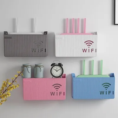 Sleek Wall Mount Wifi Router Storage Box ABS Plastic Organizer Cable Management • £12.67