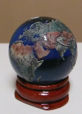 Earth Globe Marble 35mm-Recycled Glass-Navigational Space Earth With Stand & Bag • $38