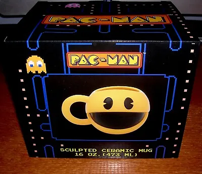 PAC-MAN 16 Oz. Sculpted Ceramic Mug NIB New In Box Vanor Bandai • $14.95