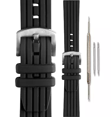 Morellato Brenta Black Rubber Watch Band - Water Resistant - Designed In Italy • $57.90