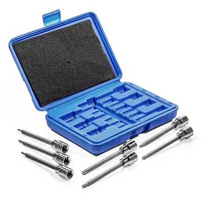 Extra Long Torx Star Bit Socket Set 7 Piece T10-T40 CR-V 3/8  Drive With Case • $18.95