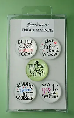 $11.25 • Buy Motivational Quotes #1 Handcrafted Glass Cabochon Fridge Magnets -Set Of 5