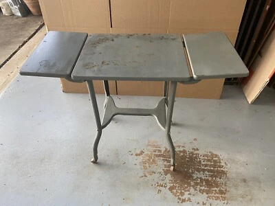$125 • Buy Vintage Toledo Guild Gray TYPEWRITER TABLE Drop Leaf Metal Rolling Stand