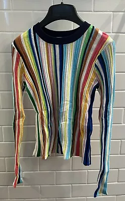 Milly Vertical Stripe Rainbow Top S • $29.99