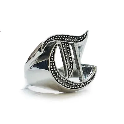 T Letter Old English Ring Men Sterling Silver Biker Handmade Jewelry Initials • $85