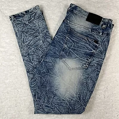 Mecca Jeans Mens 38x31 (Tagged 40) Blue Distressed Wrinkled Wash Stretch • $5