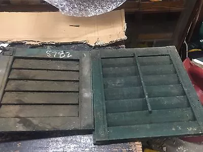 SET Of 2 Victorian ERA Louvered Gable End Vent Shutters Old GREEN 16x16 & 14x14  • $94