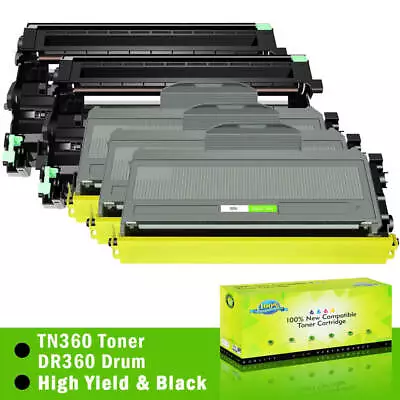 TN360 Toner Cartridge DR360 Drum For Brother HL-2140 HL-2170W MFC-7340 MFC-7840W • $18.98