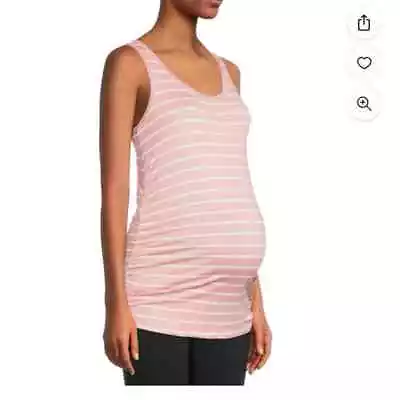 Time And Tru Maternity Pink/White Striped Maternity Tank Top Women Size M • $6
