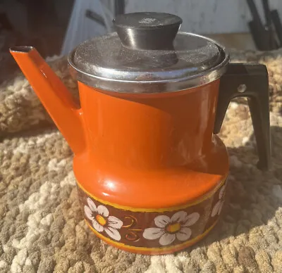 Vintage Mid Century Orange Asia Coffee Tea Pot • $39