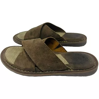 Born Getaway Men’s Brown Suede Slides Sandals Sz 9 • $25.49