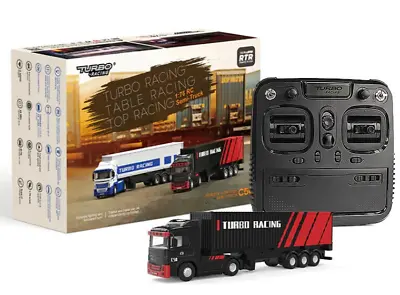 RC 1/76 Micro SEMI TRAILER TRUCK C50 W/ 10CH Radio + LED Lights -BLACK- • $149.99