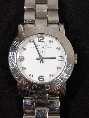 Marc By Marc Jacobs Womens Spell Out Silver Tone White Bracelet Watch 6.5 In • $31.14