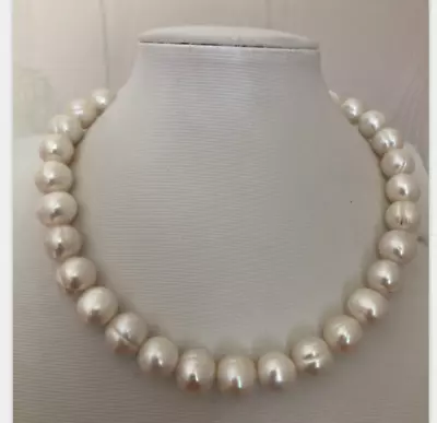 £44.39 • Buy Huge AAA+ 12-13mm Real Natural South Sea White Baroque Pearl Necklace 18  14k 