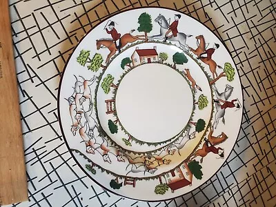 Coalport Hunting Scene Luncheon Appetizer 8 1/8  Plate Horses Dogs Chasing  Hunt • £56.89