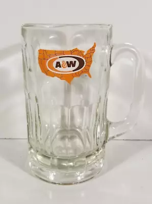 Vintage A&W Root Beer Heavy Dimpled Glass Mug 6  AW 1970s Rare USA Map • $7.49