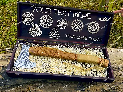Handcrafted Viking Bearded Axe - Personalized Engraving - Custom Wooden Gift Box • $199.99