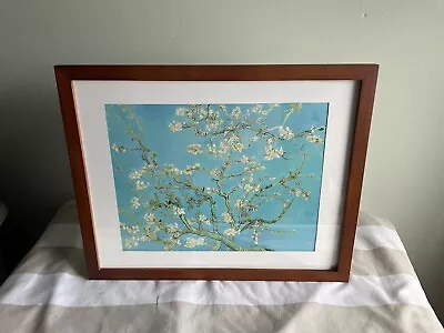 Van Gogh Almond Blossoms 15x12 Post Impressionist Flowers Wall Art Brown Frame • $29.99