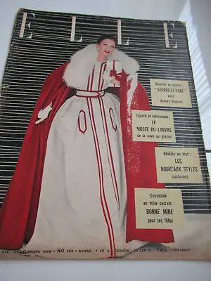 'ELLE' FRENCH Vtg MAGAZINE 24 DECEMBER 1956 Suzy Parker Audrey Hepburn Best $ Eb • $9.99