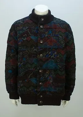 VTG Missoni Wool Mohair Blend Reversible Multicolor Quilted Jacket Black Size 50 • $300