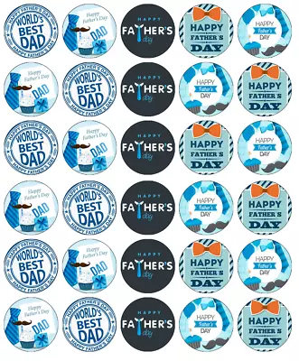 Fathers Day 30 Cupcake Toppers Edible Wafer Paper Fairy Cake Toppers • £2.59