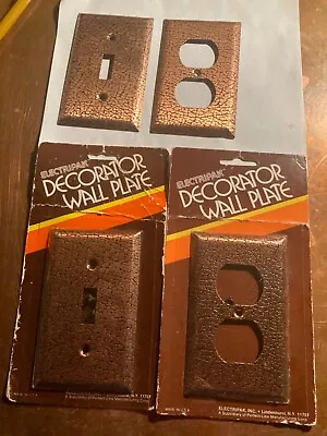 Lot Of 4 Vintage Electripak Hammered Copper Wall Plate Switch Plate Cover NOS • $11
