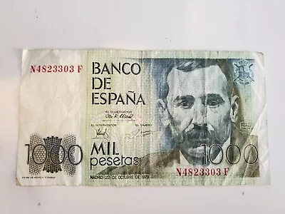 1979 / Banco De España Spain - 1000 Pesetas Banknote Serial No. N4823303 F • £4.49