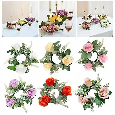 Candle Ring Wreaths Artificial Rose Wreaths For • £5.59