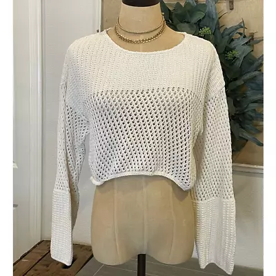 ZARA Cream Knit Cropped L/S Sweater Top L • $22