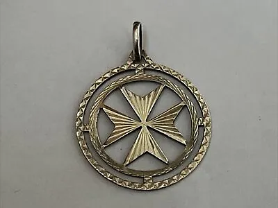 Good Size 925 Sterling Silver Maltese Hallmark Cross Christian Religion Pendant • £15.99