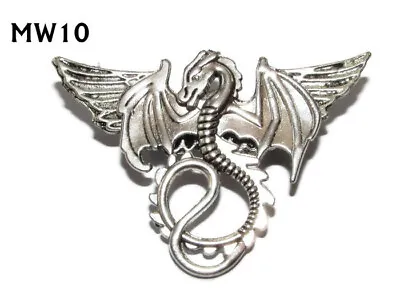 Steampunk Badge Brooch Pin Wings Silver Dragon Game Of Thrones #MW10 • £3.50