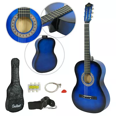 Kids Child Musical Gift 38  BLUE Beginner Package Guitar Acoustic Guitar Starter • $39.22